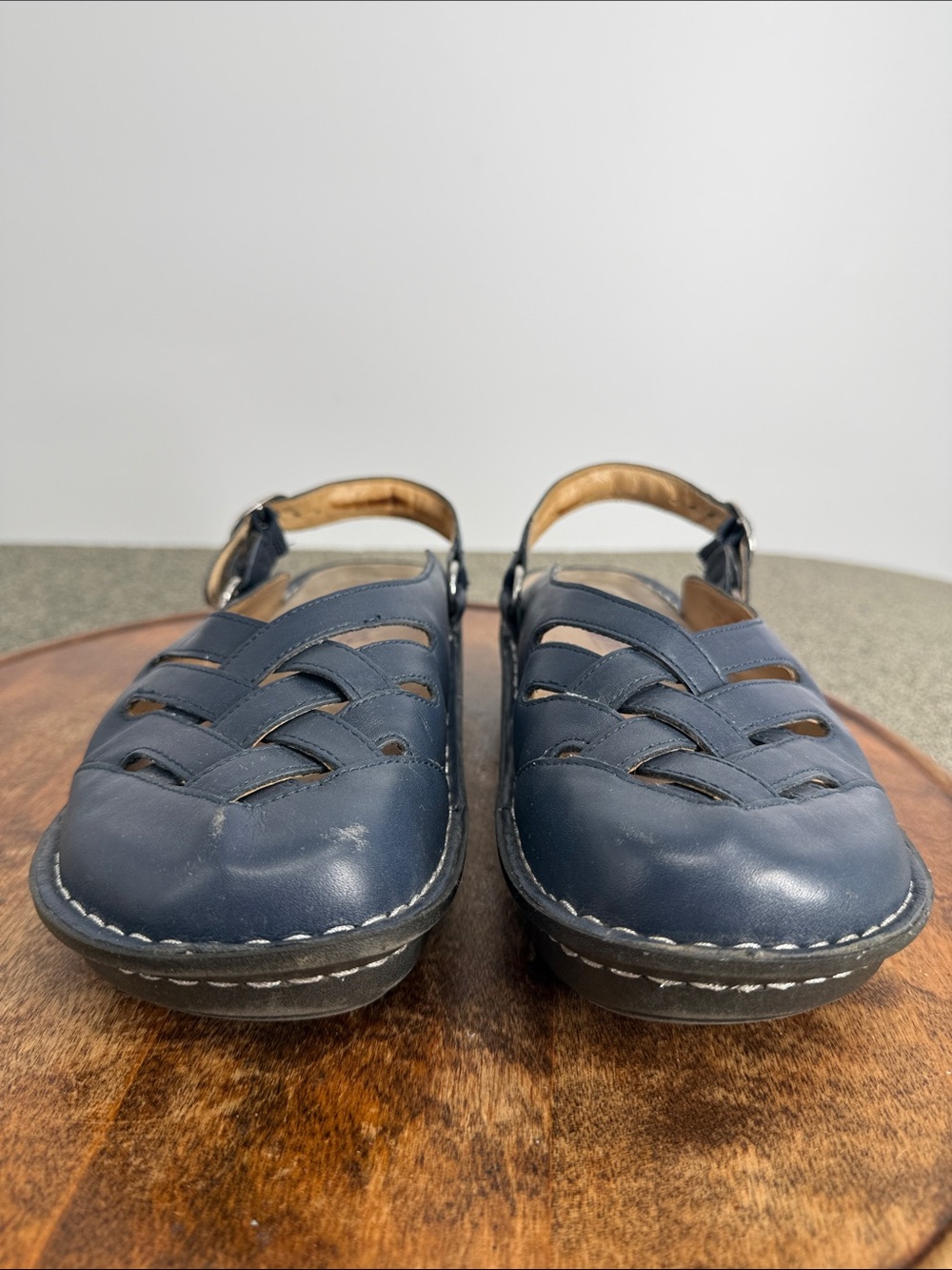 Alegria Shoes Wm 40 (9.5-10) Blue Leather Slingback Comfort Freesia Clog Mule - Picture 2 of 13